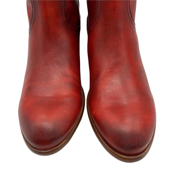 NEW Frye Carson Leather Pull On Heeled Tall Riding Boot in Crimson Red Size 6 - Picture 7 of 12